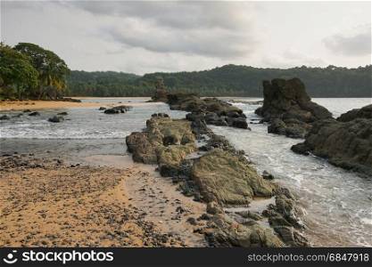 Praia Coco on an overcast day, Principe Island, Sao Tome and Principe, Africa