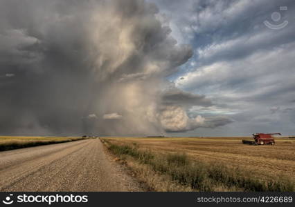 Prairie Road Storm Clouds Saskatchewan Canada field