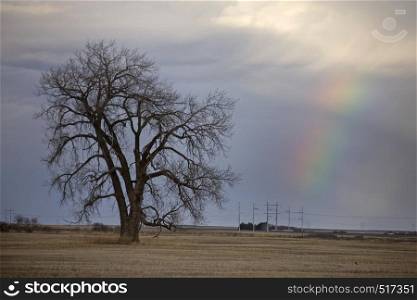Prairie Storm Clouds rural Saskatchewan Canada Rainbow