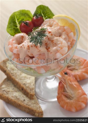 Prawn Cocktail in a glass with Brown Bread
