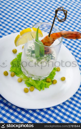 Prawn served with creamy sauce