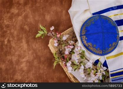 Prayer torah book with prayer shawl tallit Jewish Orthodox religious symbols. Prayer torah book with prayer shawl tallit jewish religious symbols