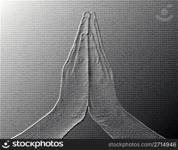 Praying Hands (Front View) - Silver / Metalic hand gesture artwork.