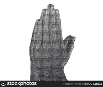Praying Hands (Side View) on White - Silver / Metalic hand gesture artwork.