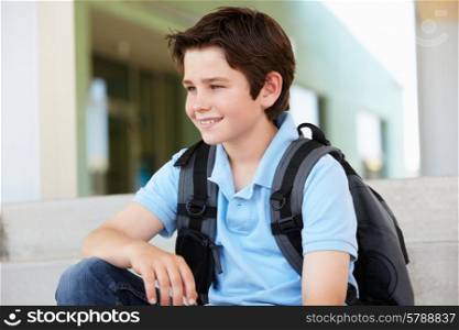 Pre teen boy at school