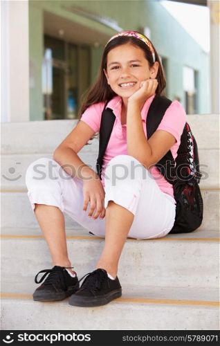 Pre teen girl at school