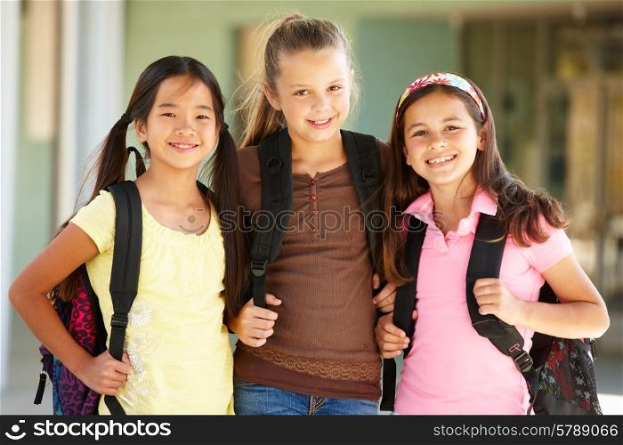 Pre teen girls at school