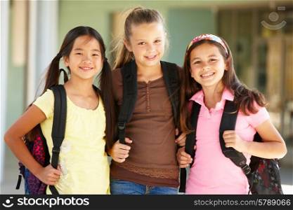 Pre teen girls at school