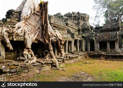 Preah Khan, part of Khmer Angkor temple complex, popular among tourists ancient lanmark and place of worship in Southeast Asia. Siem Reap, Cambodia.