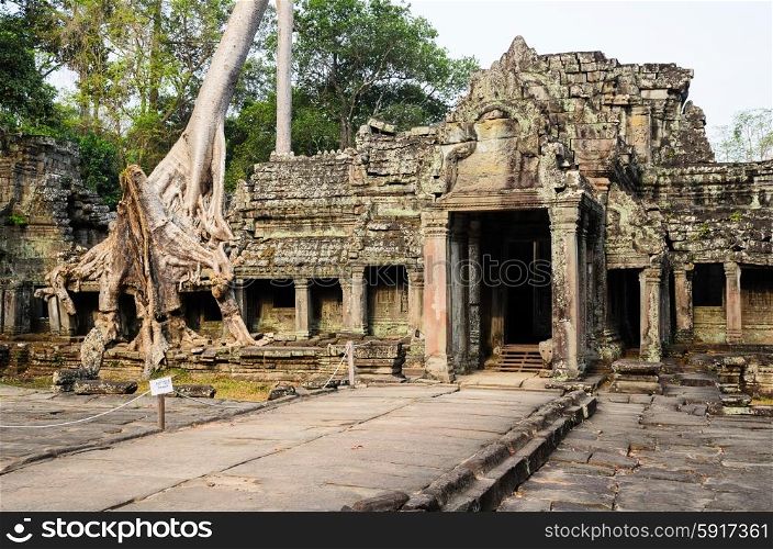 Preah Khan, part of Khmer Angkor temple complex, popular among tourists ancient landmark and place of worship in Southeast Asia. Siem Reap, Cambodia.