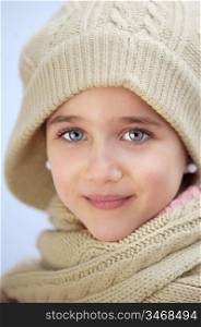 precious face of an adorable girl a over blue background