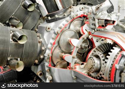 precision mechanics inside a vintage aircraft engine