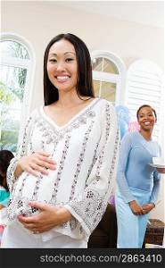 Pregnant Asian Woman at a Baby Shower