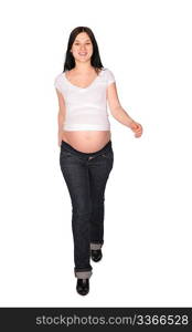 Pregnant girl steps