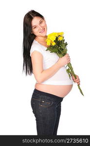 Pregnant girl with flowers