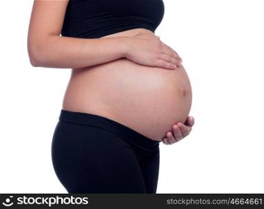 Pregnant in black isolated on a white background