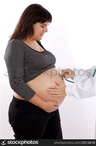 Pregnant with black clothes examined by a doctor