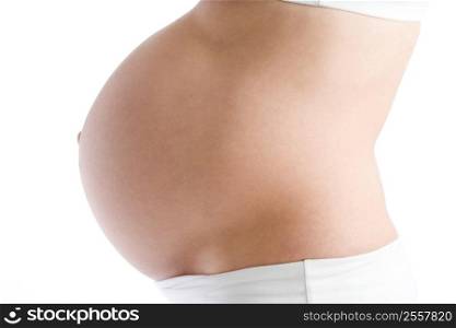 Pregnant woman&acute;s exposed belly
