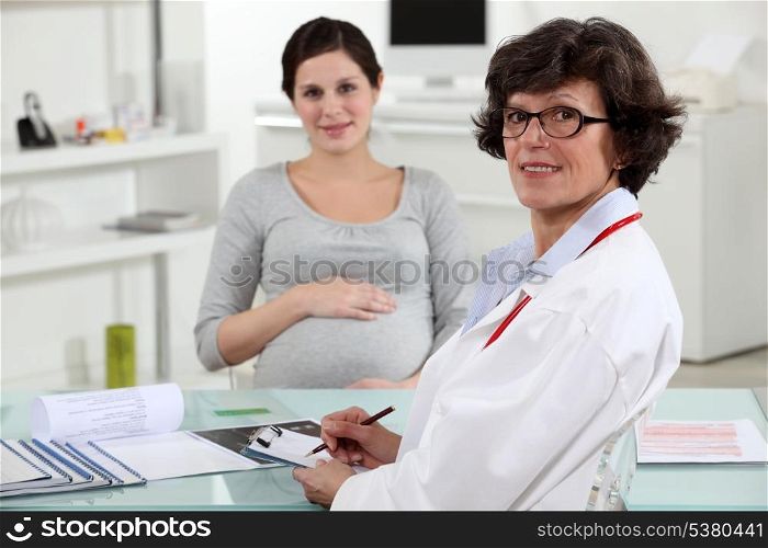 Pregnant woman at the doctors