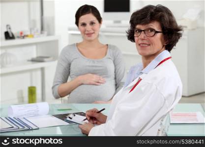 Pregnant woman at the doctors