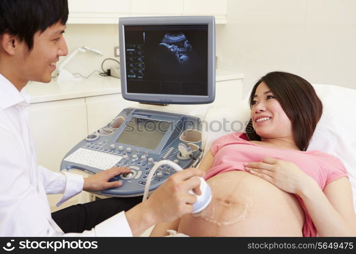 Pregnant Woman Having 4D Ultrasound Scan