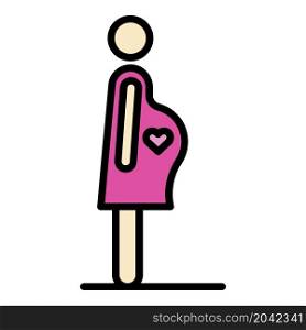 Pregnant woman heart icon. Outline pregnant woman heart vector icon color flat isolated. Pregnant woman heart icon color outline vector