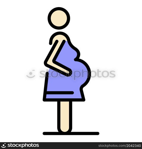 Pregnant woman icon. Outline pregnant woman vector icon color flat isolated. Pregnant woman icon color outline vector