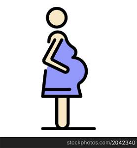 Pregnant woman icon. Outline pregnant woman vector icon color flat isolated. Pregnant woman icon color outline vector