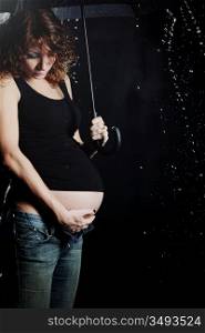 pregnant woman in water studio