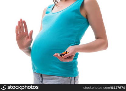 Pregnant woman isolated on white background