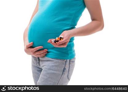 Pregnant woman isolated on white background
