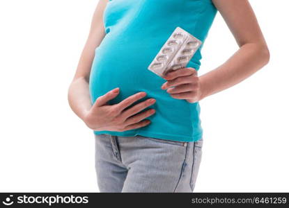 Pregnant woman isolated on white background