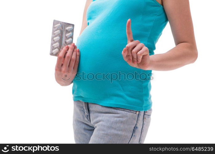 Pregnant woman isolated on white background