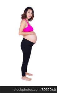pregnant woman isolated on white background