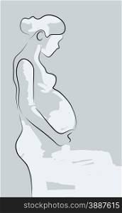 pregnant woman made in 2d software isolated on gray