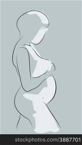 pregnant woman made in 2d software isolated on gray