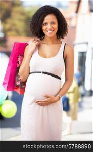 Pregnant woman out shopping
