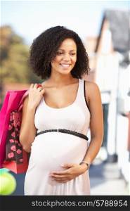 Pregnant woman out shopping