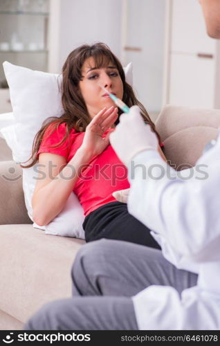 Pregnant woman patient visiting doctor for regular check-up