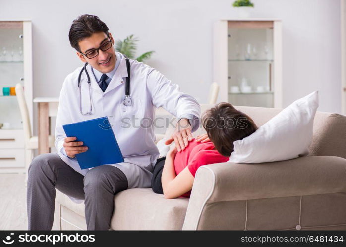 Pregnant woman patient visiting doctor for regular check-up