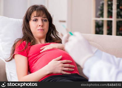 Pregnant woman patient visiting doctor for regular check-up