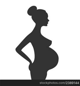 Pregnant woman silhouette isolated on white background. Stock vector. Pregnant woman silhouette isolated on white background 