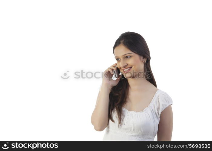 Pregnant woman talking on the mobile phone