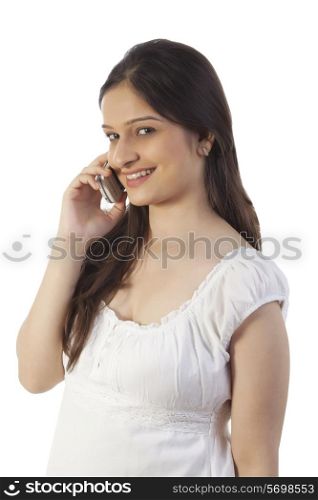 Pregnant woman talking on the mobile phone