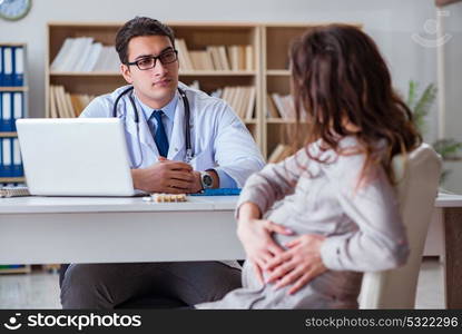 Pregnant woman visiting doctor for consultation