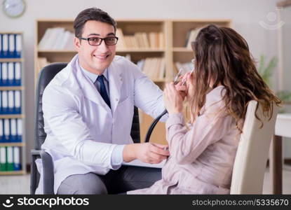 Pregnant woman visiting doctor for consultation