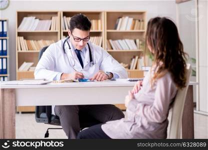 Pregnant woman visiting doctor for consultation. The pregnant woman visiting doctor for consultation