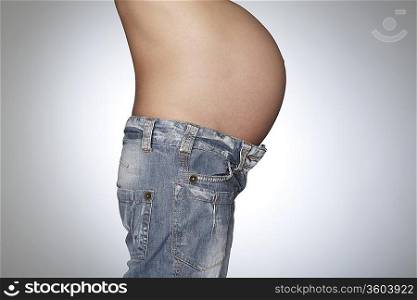 Pregnant Woman Wearing Jeans