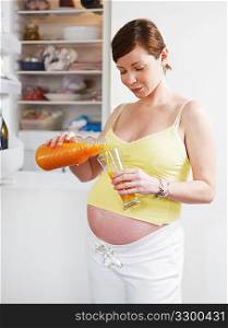 pregnant woman with juice