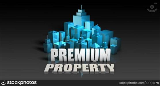 Premium Property Concept in Blue on Black Background. Premium Property